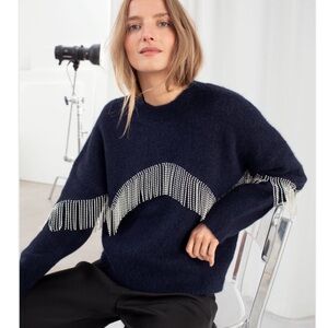 & Other Stories Diamanté Fringe Sweater Size XS